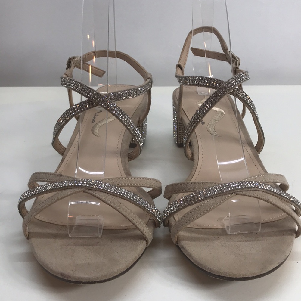 Nina Tan Faux Suede and Rhinestones Sandals Size 9.5 - Picture 2 of 7